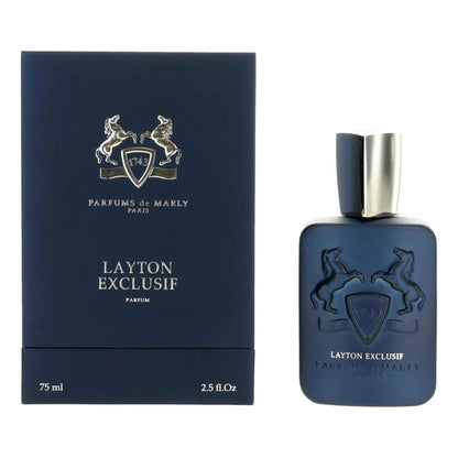 Parfums De Marly Layton Exclusif 2.5Oz EDP Spray for Unisex with elegant packaging.
