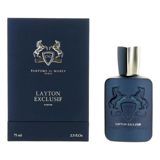 Parfums De Marly Layton Exclusif 2.5Oz EDP Spray for Unisex with elegant packaging.